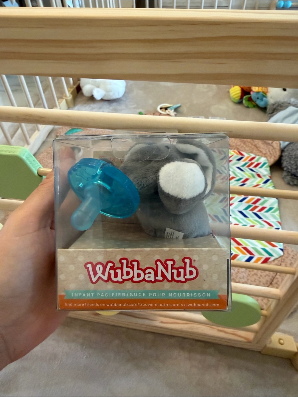 WubbaNub Blue Pacifier with Plush Elephant Comfort Toy